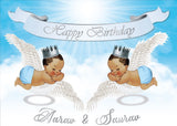 Personalize Twins Birthday Backdrop Banner