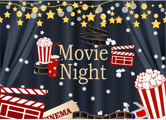 Movie Night Theme Backdrop for Decorations