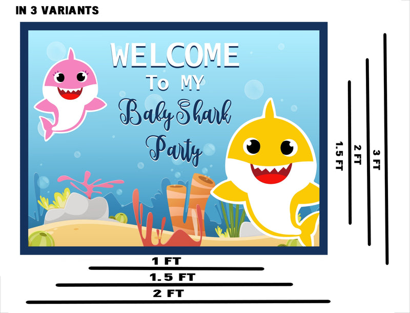 Baby Shark Theme Birthday Party Welcome Board