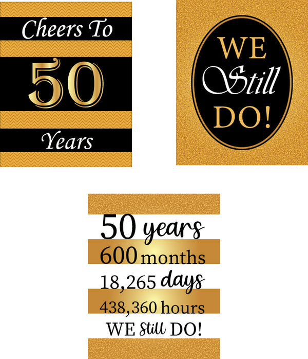 50th Anniversary Party Water Bottle Labels
