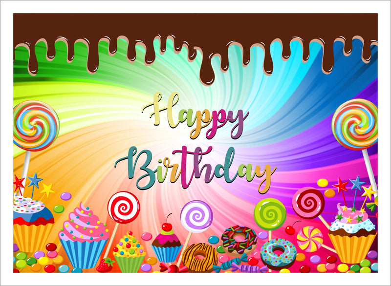 Personalize Candy Land Birthday Party Backdrop Banner