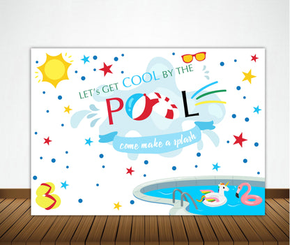 Pool Party Birthday Backdrop for Decorations