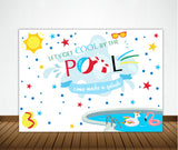 Pool Party Birthday Backdrop for Decorations