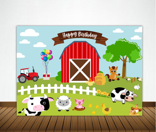 Farm Animals Theme Birthday Party Backdrop
