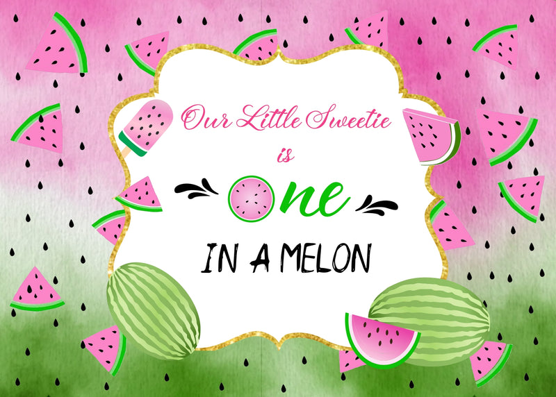 One In A Melon Theme Birthday Party Backdrop