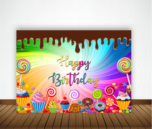Personalize Candy Land Birthday Party Backdrop Banner