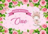 Personalize Some Bunny Is One Pink Girls Birthday Party Backdrop Banner