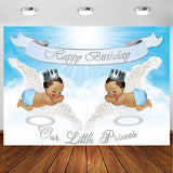 Personalize Twins Birthday Backdrop Banner
