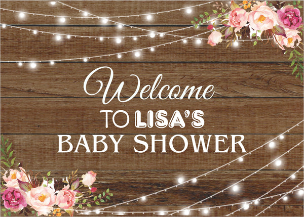 Personalize Baby Shower Party Backdrop Banner