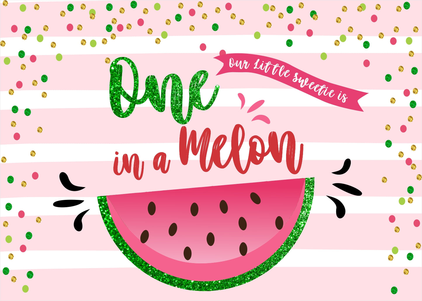 One In A Melon Theme Birthday Party Decoration Kit with Backdrop & Balloons