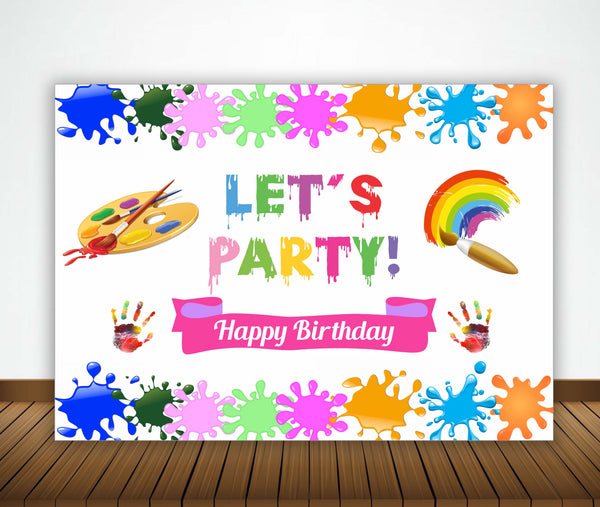 Art and Paint Theme Birthday Party Backdrop