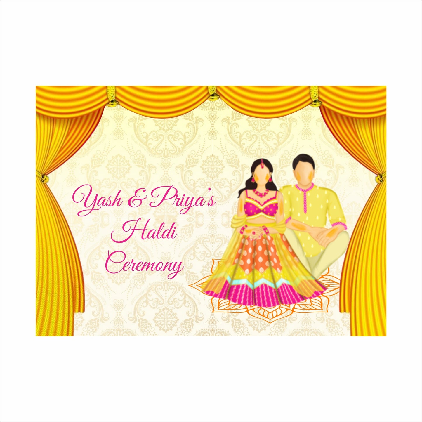 Haldi Ceremony Theme Party Backdrop for decorations