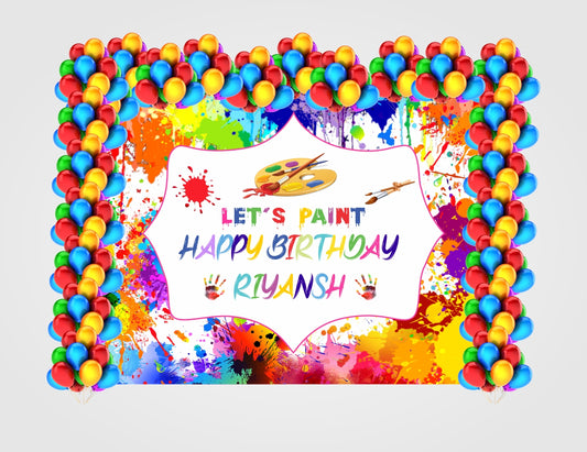 Art and Paint Theme Birthday Party Decoration kit with Backdrop & Balloons