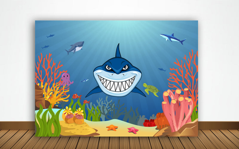 Shark Party Birthday Party Backdrop For Photography Banner Kids Event Cake Table Decor Home Decoration Photo Booth Background