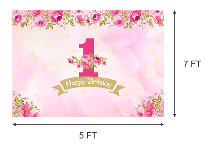 One is fun First Birthday Party Backdrop For Girls