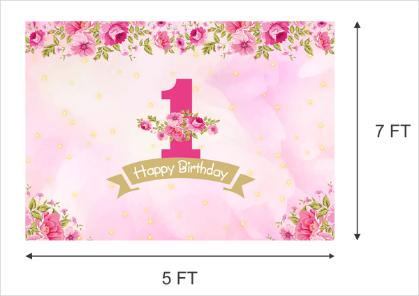 Personalize 1st Birthday Backdrop Banner