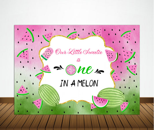 One In A Melon Theme Birthday Party Backdrop