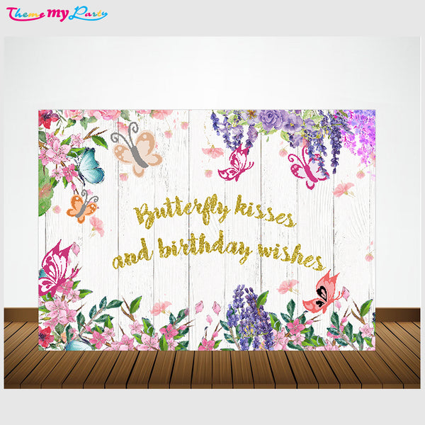 Butterflies & Fairies Theme Birthday Party Backdrop for Decoration