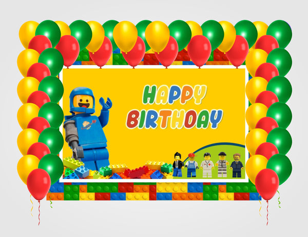 Lego Theme Birthday Party Decoration kit with Backdrop & Balloons