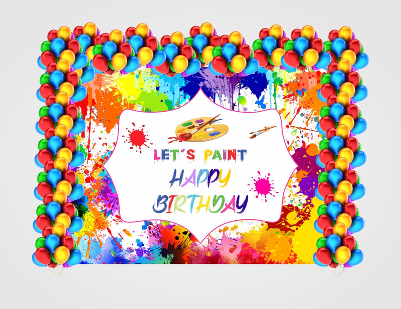 Art and Paint Theme Birthday Party Decoration kit with Backdrop & Balloons
