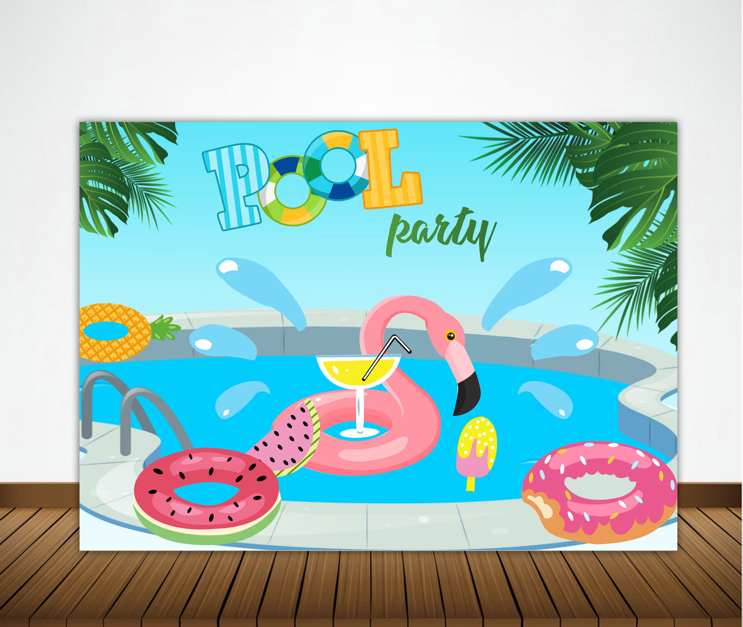Pool Party Birthday Backdrop