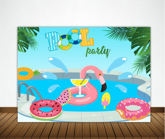 Pool Party Birthday Backdrop