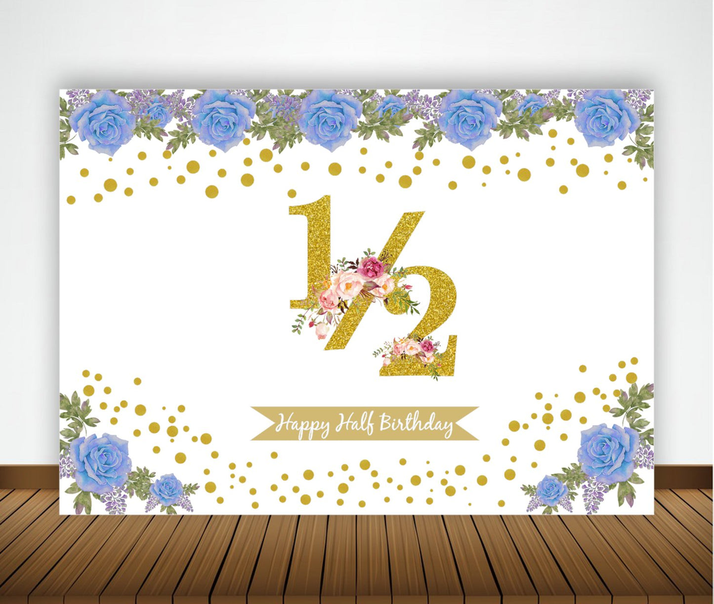 Half Birthday Boys Decoration Kit With Backdrop And Balloons