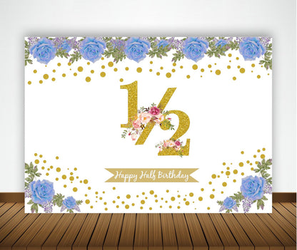 Half Birthday Boys Decoration Kit With Backdrop And Balloons