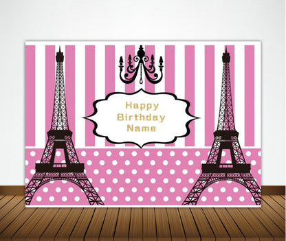 Oh La La Paris Theme Birthday Party Backdrop 