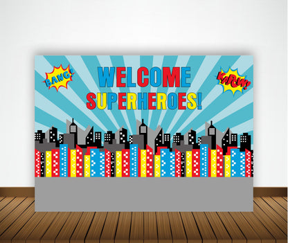 Super Hero Theme Birthday Party Backdrop 
