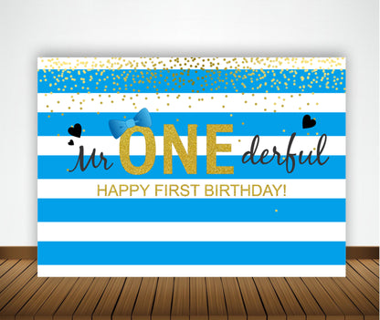 One Is Fun Birthday Party Backdrop Banner Boys Birthday Party