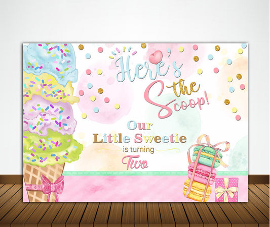 Two Sweet Theme Birthday Party Backdrop 