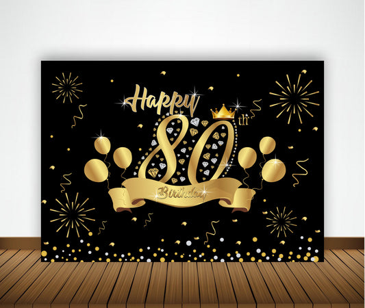 80th Birthday Party Backdrop 