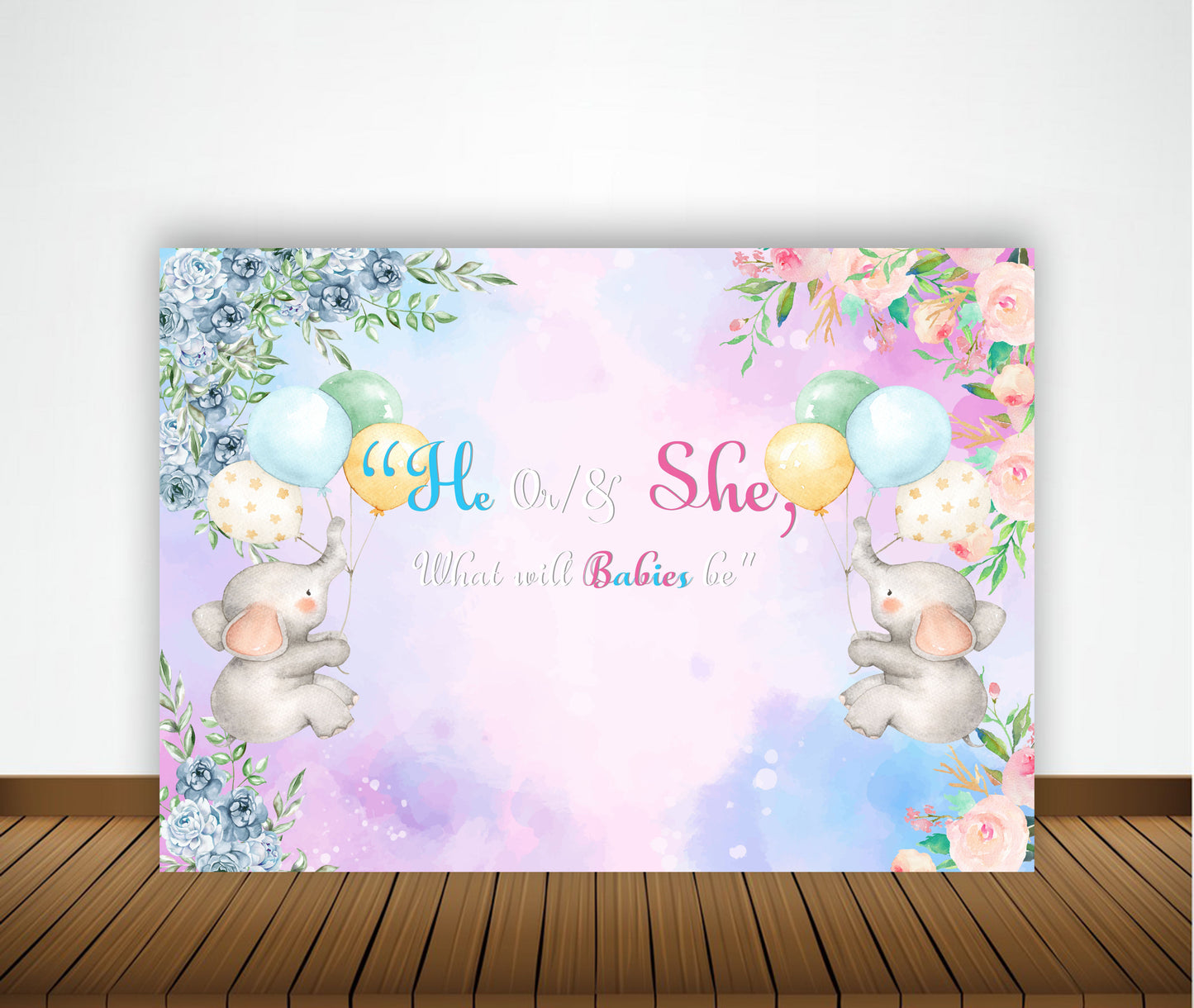 Twins Baby Birthday Party Backdrop 