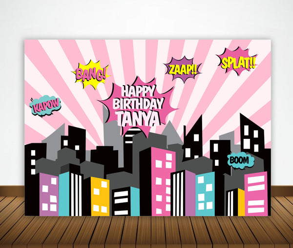 Super Girl Theme Birthday Party Backdrop