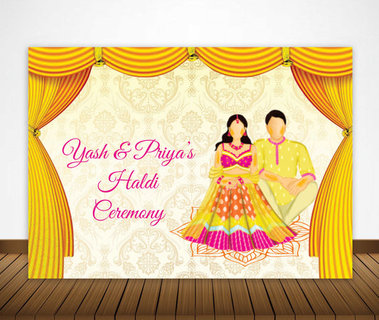 Haldi Ceremony Theme Party Backdrop for decorations