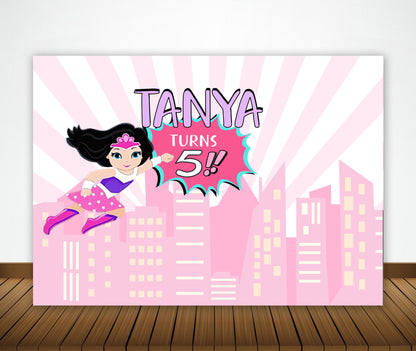 Super Girl Theme Birthday Party Backdrop