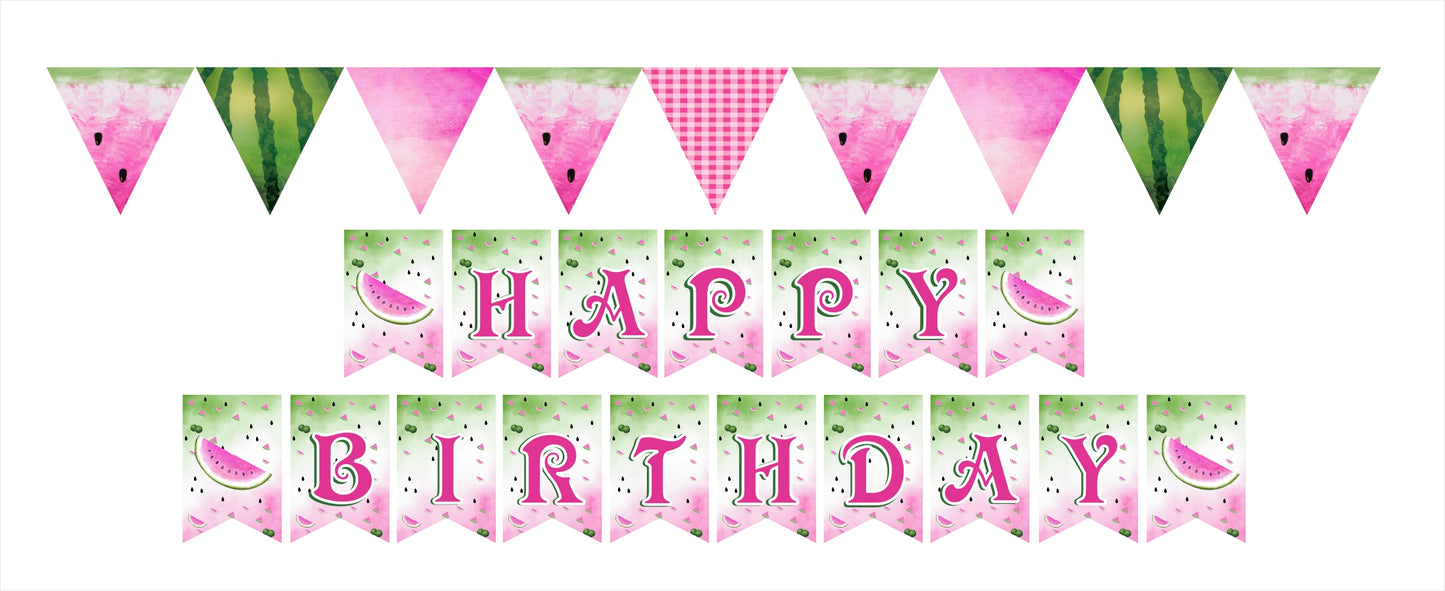 One In A Melon Theme Birthday Party Banner for Decoration