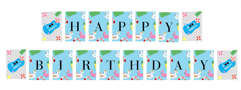 Pool Party Birthday Banner For Decoration