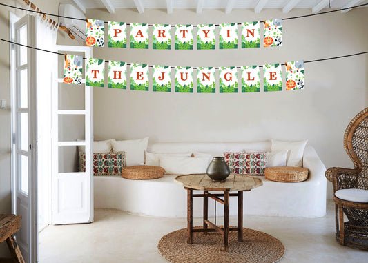 Jungle Theme Birthday Party Banner for Decoration