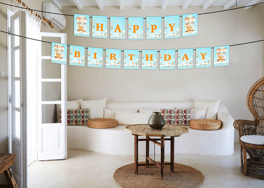 Hot Air Theme Birthday Party Banner for Decoration