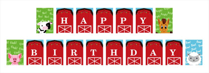 Farm Animal Happy Birthday Banner For Decoration
