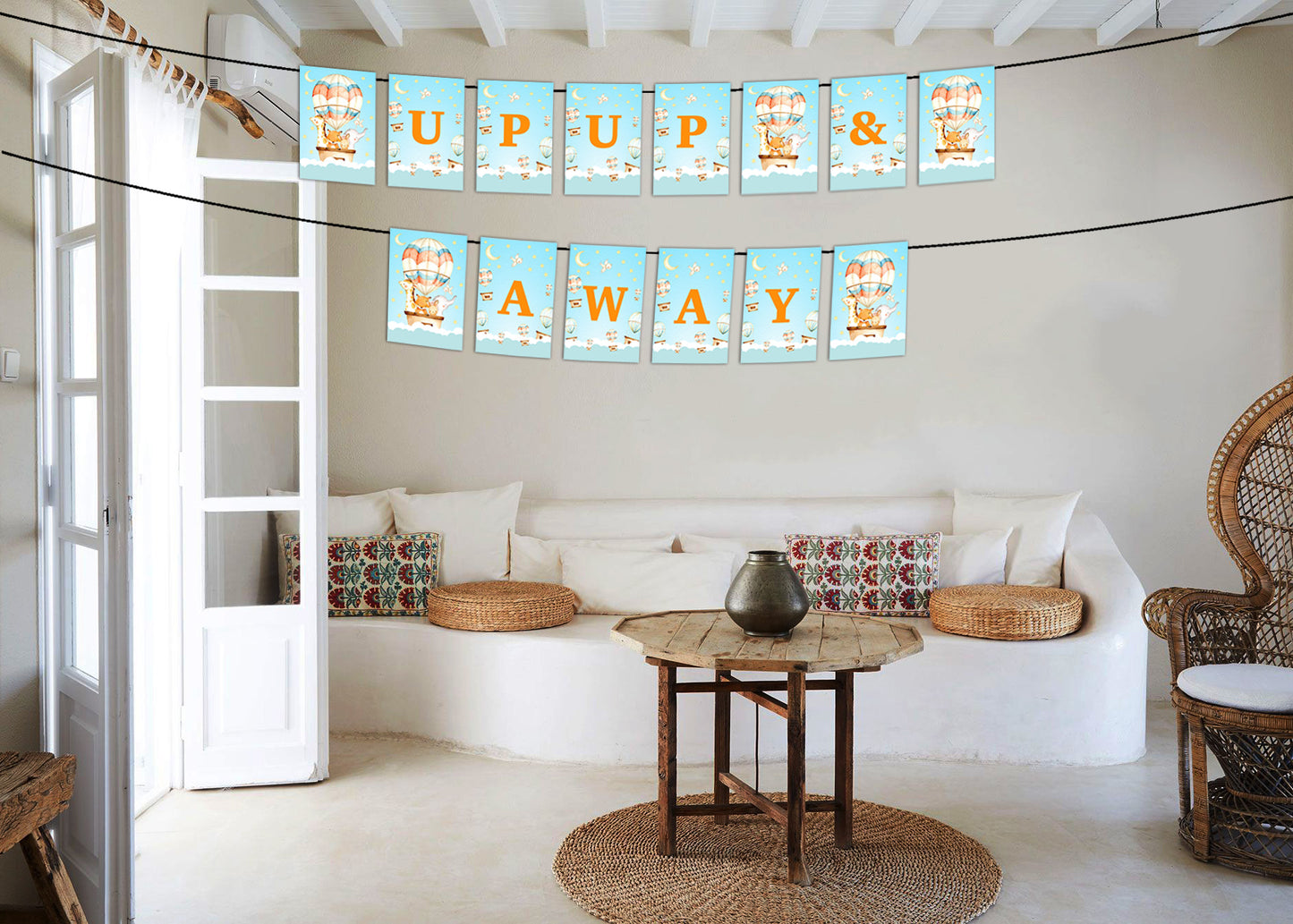 Hot Air Theme Birthday Party Banner for Decoration