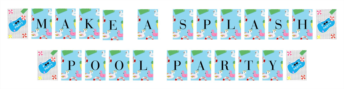 Pool Party Birthday Banner for Decoration