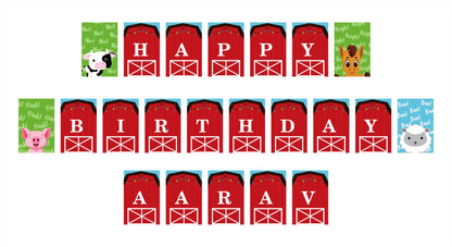 Personalized Barnyard  Banner For Birthday Decoration I Happy Birthday Banner