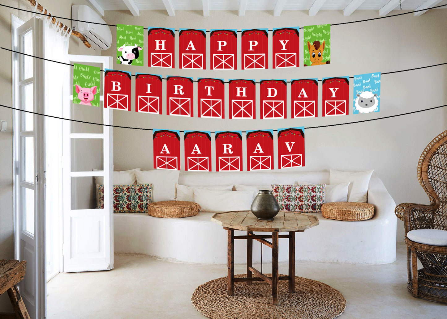 Personalized Barnyard  Banner For Birthday Decoration I Happy Birthday Banner