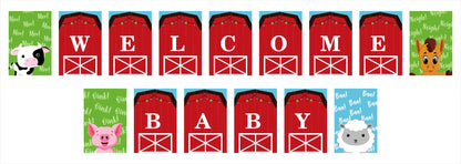Farm Animal Theme Banner For Welcome Baby Decoration