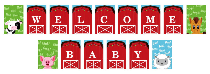 Farm Animal Theme Banner For Welcome Baby Decoration