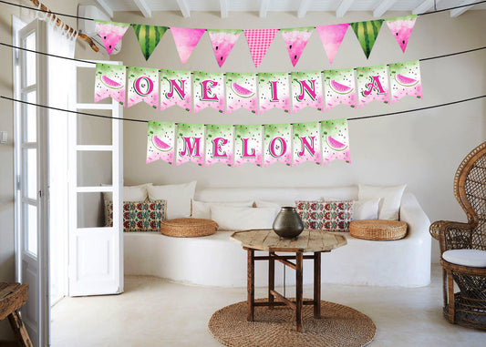 One In A Melon Theme Birthday Party Banner for Decoration