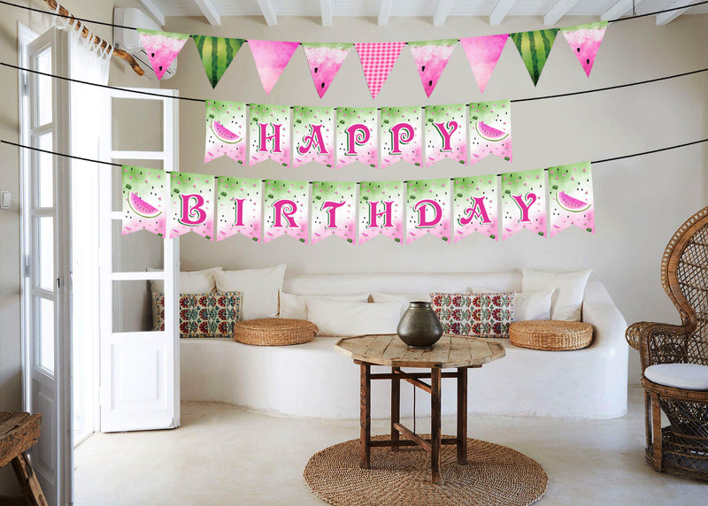 One In A Melon Theme Birthday Party Banner for Decoration